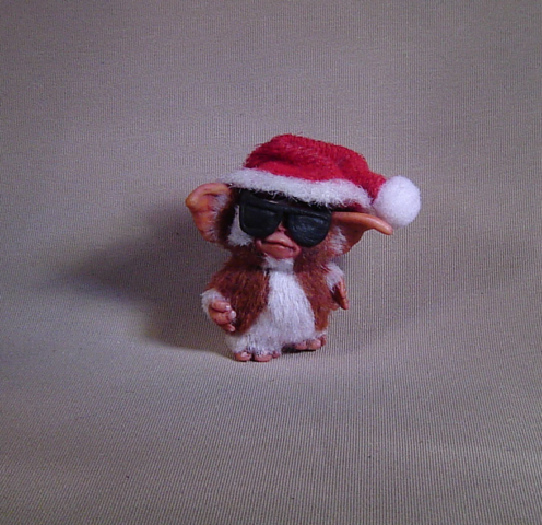 ooak gizmo mogwai with glasses santa hat christmas