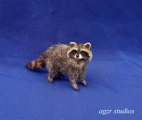 Ooak 1:12 dollhouse racoon miniature furred animal