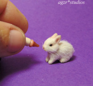 1:12 miniature white baby bunny rabbit for dollhouse roombox diorama ooak