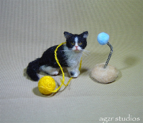 handmade miniature 1:12 dollhouse cat