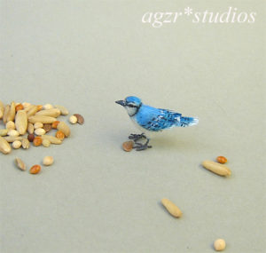 1:12 miniature blue jay bird handmade realistic ooak dollhouse roombox diorama