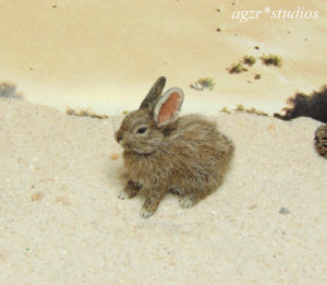 1:12 furred miniature wild gray bunny rabbit realistic handmade dollhouse