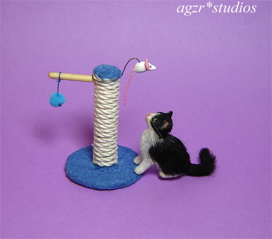 1:12 handmade miniature 1:12 dollhouse cat kitten toy