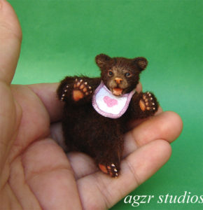 1:12 scale grizzly bear cub handmade animal pet baby dollhouse