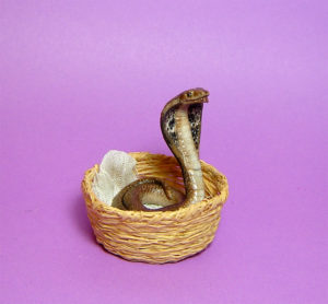 Ooak 1:12 cobra snake handmade with basket realistic