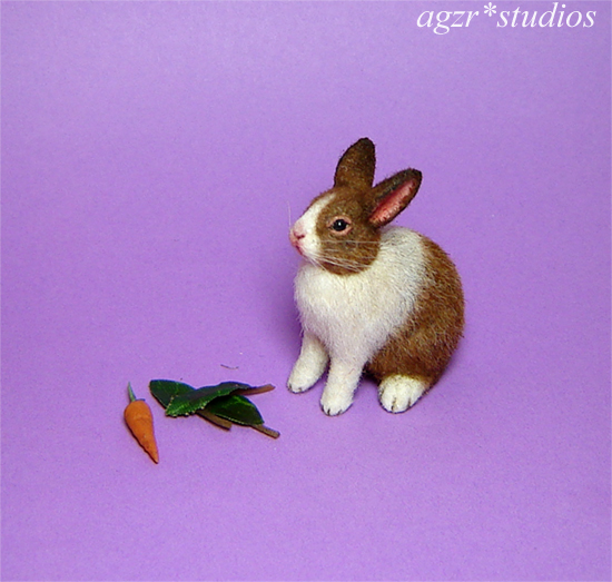 ooak 1:12 miniature dutch rabbit bunny handmade realistic furred