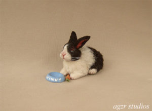 1:12 dollhouse furred miniature dutch rabbit