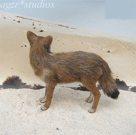 1:12 dollhouse miniature coyote wild dog handsculpted furred realistic