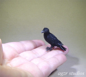 1:12 miniature crow raven bird feathered realistic lifelike animal