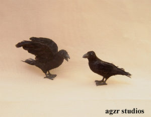 1:12 miniature crow raven birds handmade ooak realistic dollhouse