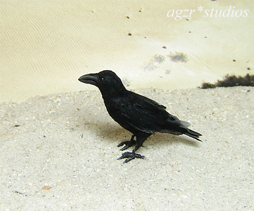 1:12 miniature crow raven bird handmade ooak realistic dollhouse diorama roombox