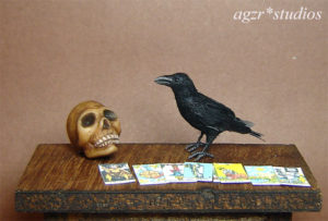 1:12 miniature crow raven bird handmade ooak realistic dollhouse diorama roombox