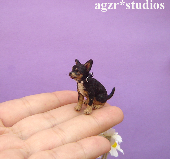 Ooak 1:12 dollhouse miniature chihuahua dog life like pet dollhouse