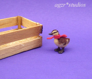 Ooak 1:12 dollhouse miniature mallard duckling handmade furred