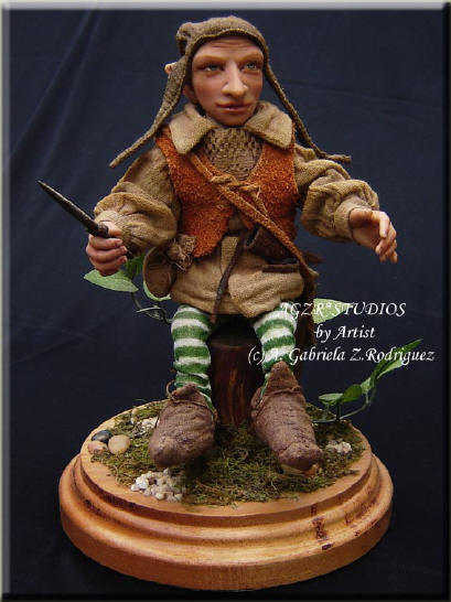 Ooak Hanmade Poseable Dwarf Elf Gnome in polymer clay