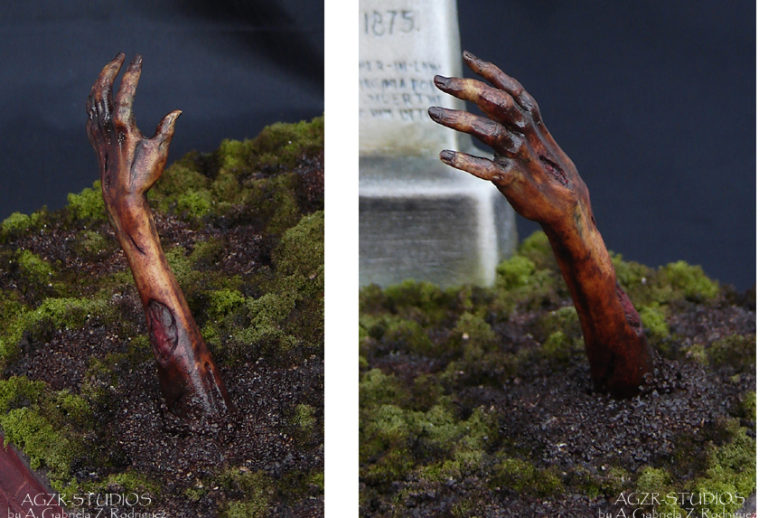 Zombie Hand for ooak resident evil Alice Sculpture in polymer clay