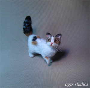 1:12 handmade miniature 1:12 dollhouse calico cat kitten agzr studios ooak