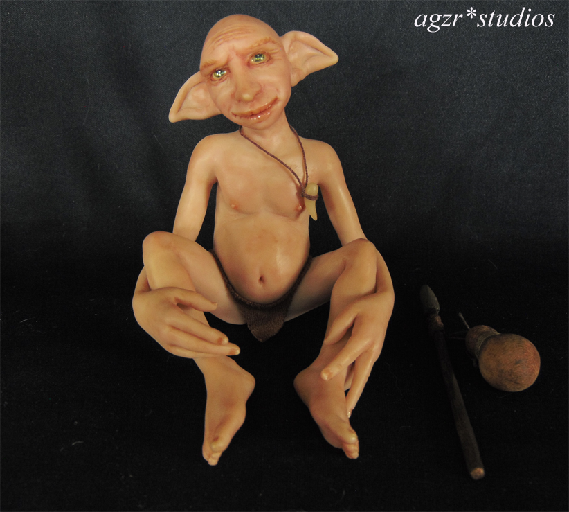 Ooak Domestic Elf Dobby Cousin doll sculpture in polymer clay