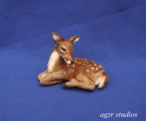 1:12 ooak handmade lying fawn deer realistic dollhouse