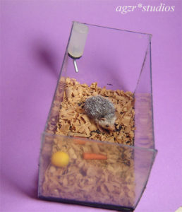 1:12 miniature hedgehog in tank handmade handsculpted dollhouse