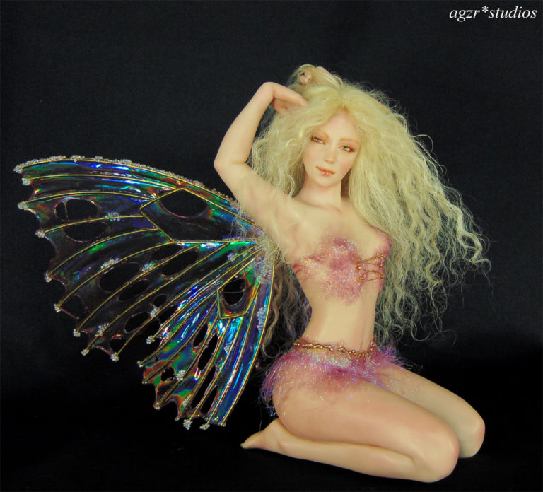 Ooak fantasy Doll Fae Fairy in polymer clay premo sculpey agzr studios