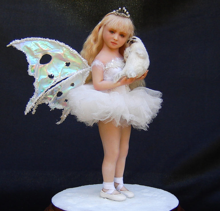 Ooak Fairy Fae Girl Harp Seal Doll Handmade in polymer clay