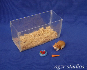 1:12 furred miniature Hamster with tank handmade dollhouse