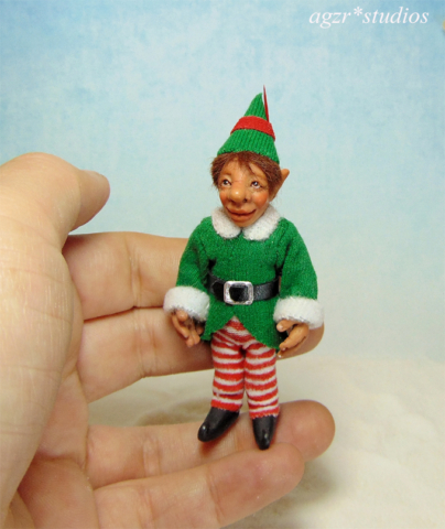 Santa helper 1:12 poseable doll dollhouse figure agzr studios ooak