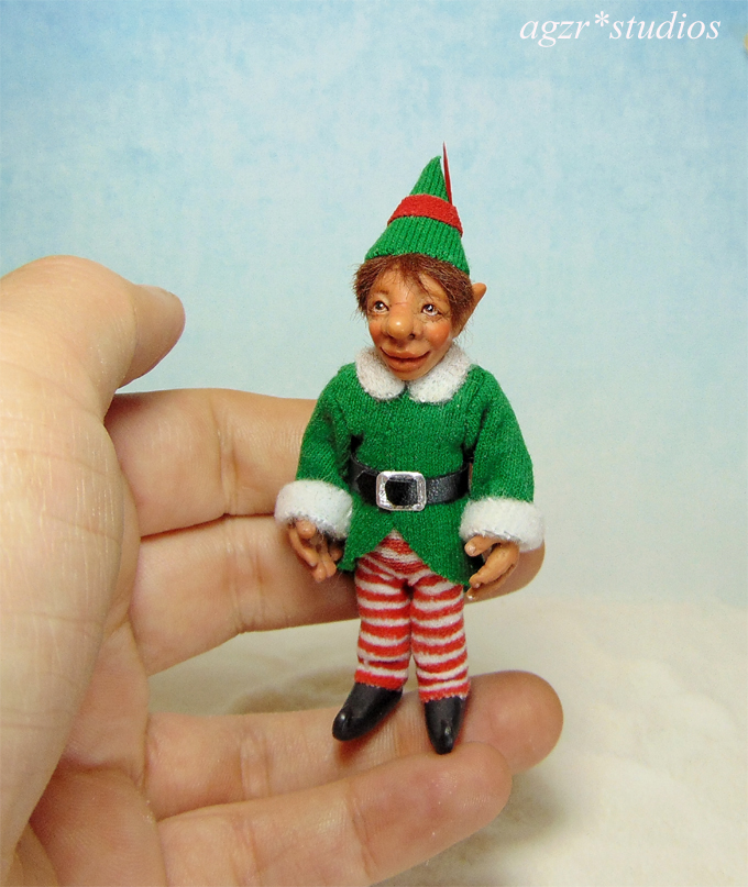 Santa helper 1:12 poseable doll dollhouse figure agzr studios ooak