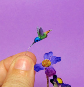 1:12 miniature hummingbird handmade ooak dollhouse diorama roombox