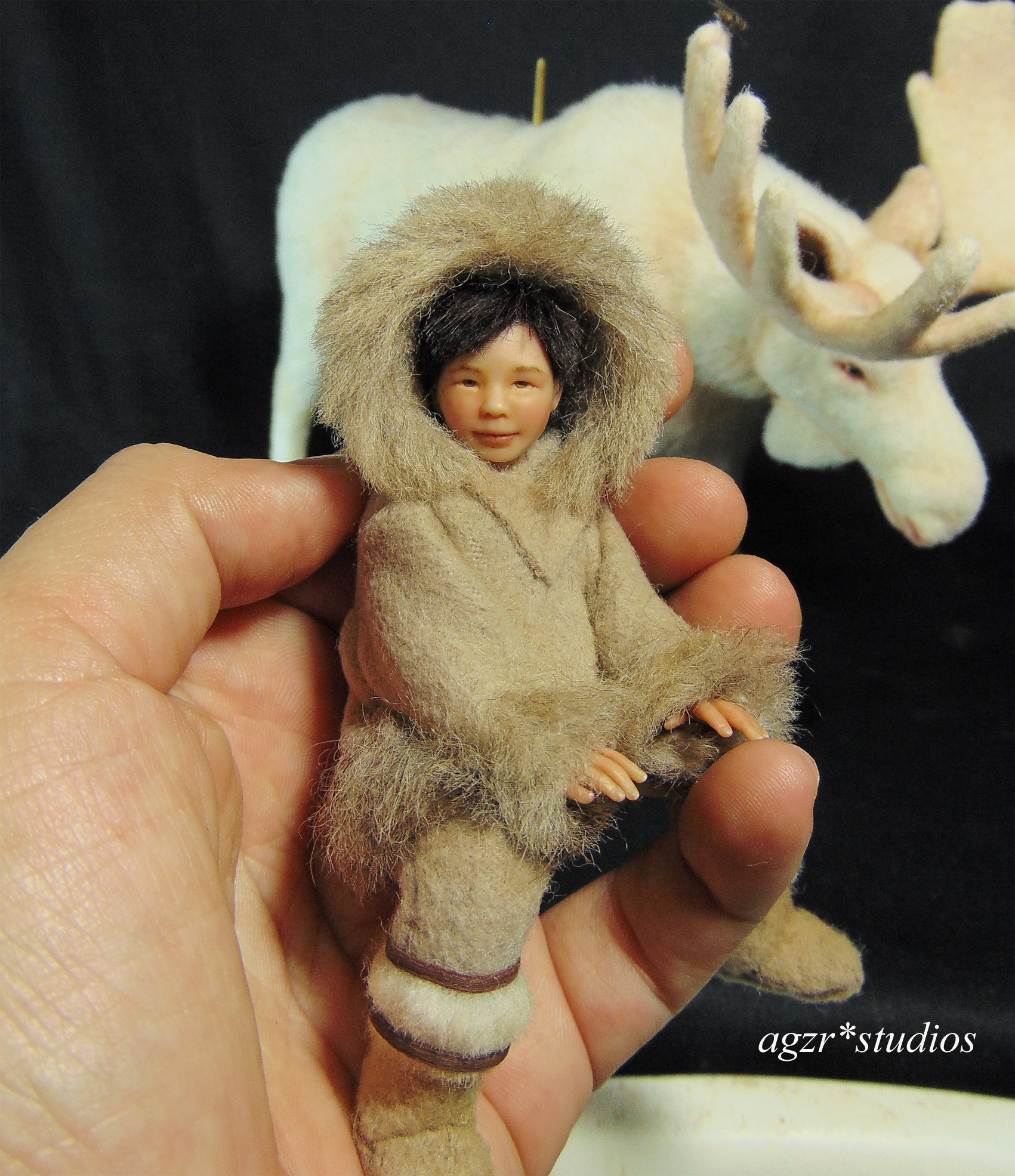The little inuit Sculpture Art doll in 1:12 scale agzr studios