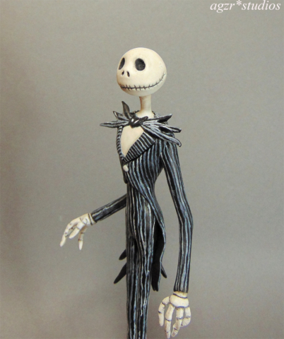 Miniature Jack Skellington 1:12 scale art doll sculpture roombox diorama dollhouse agzr studios