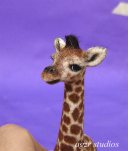 1:12 scale baby giraffe handmade furred lifelike look