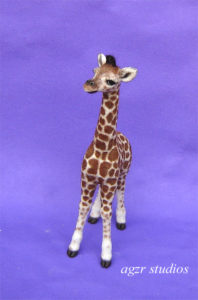 1:12 scale baby giraffe handmade furred lifelike look