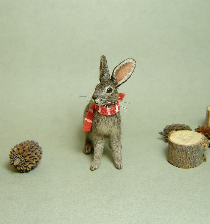 1:12 dollhouse furred miniature wild hare