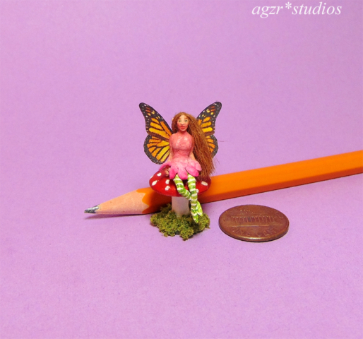Ooak miniature 1:12 Sculpture Doll Fairy Fae Handmade in polymer clay by A Gabriela Z Rodriguez