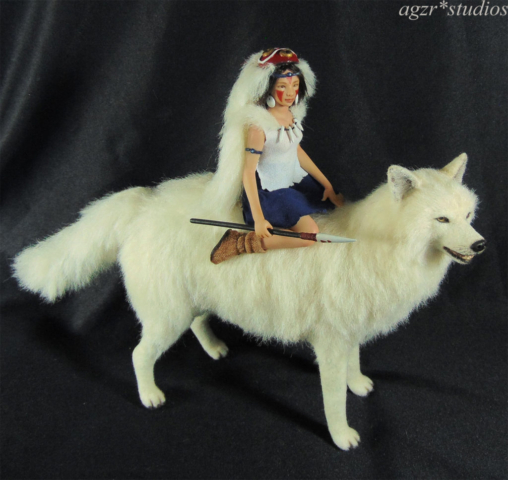 Princess Mononoke Art Doll Diorama Dollhouse Miniature 1:12 Scale Wolf