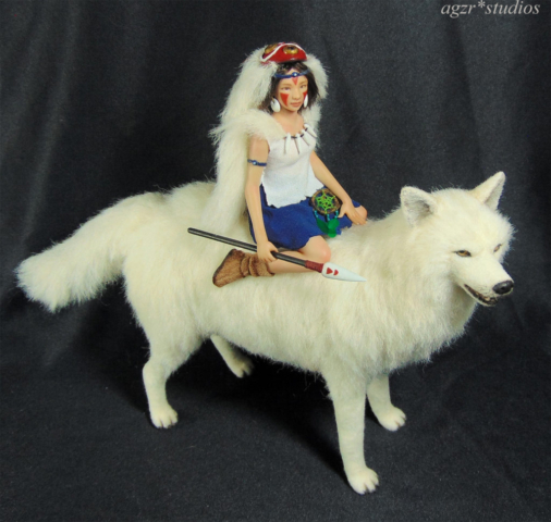 The Princess Mononoke Miniature Doll Wolf Dollhouse 1:12 scale agzr studios