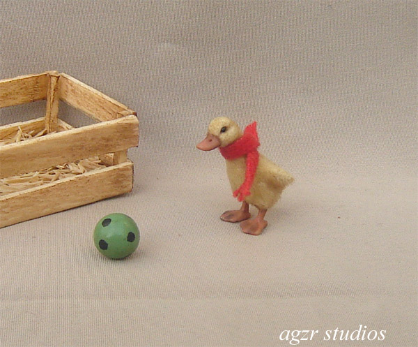 Ooak 1:12 dollhouse miniature duckling furred