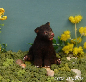 Ooak 1:12 scale black bear cub