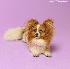 Ooak 1:12 dollhouse miniature papillon dog lifelike pet furred realistic