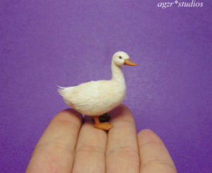 Ooak 1:12 dollhouse miniature pekin duck feathered handmade