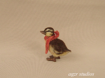 Ooak 1:12 dollhouse miniature mallard duckling furred