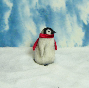 Ooak 1:12 dollhouse miniature emperor penguin chick baby lifelike