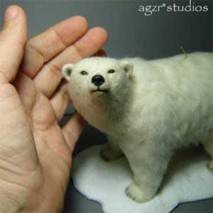 Ooak 1:12 dollhouse miniature polar bear lifelike furred animal