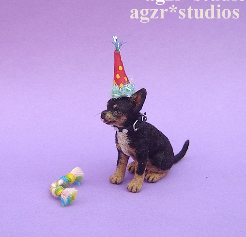 Ooak 1:12 dollhouse miniature chihuahua dog life like pet dollhouse realistic furred