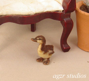 Ooak 1:12 dollhouse miniature mallard duckling furred