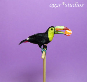 Ooak 1:12 dollhouse miniature keel billed toucan bird feathered