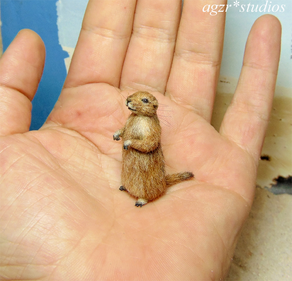 1:12 miniature furred prairie dog realistic handmade dollhouse diorama