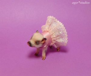 1:12 micro pig piglet dressed little princess lifelike animal